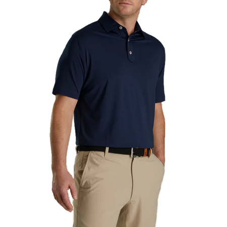 FootJoy Solid Lisle Set On Placket Polo - Navy