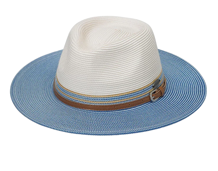 Wallaroo Kristy Fedora Hat - Ivory/Ice Blue