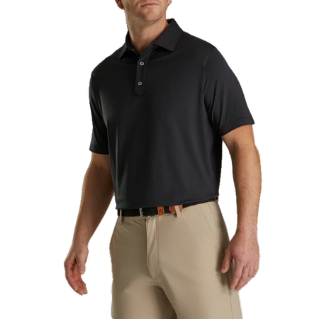 FootJoy Solid Lisle Set On Placket Polo - Black