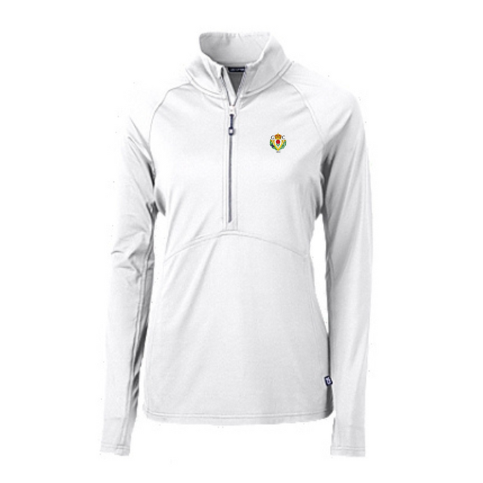 Cutter & Buck Adapt Eco Knit Stretch Recycled Womens Half Zip Pullover - White