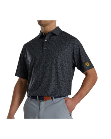 FootJoy Painted Floral Lisle Polo - Black