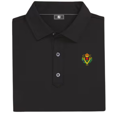 FootJoy Solid Lisle Set On Placket Polo - Black