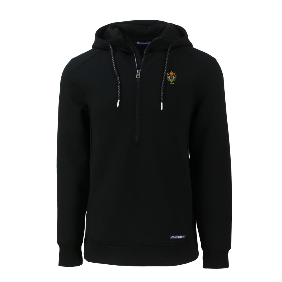 Cutter & Buck Roam Eco Half Zip Recycled Mens Pullover Hoodie - Black